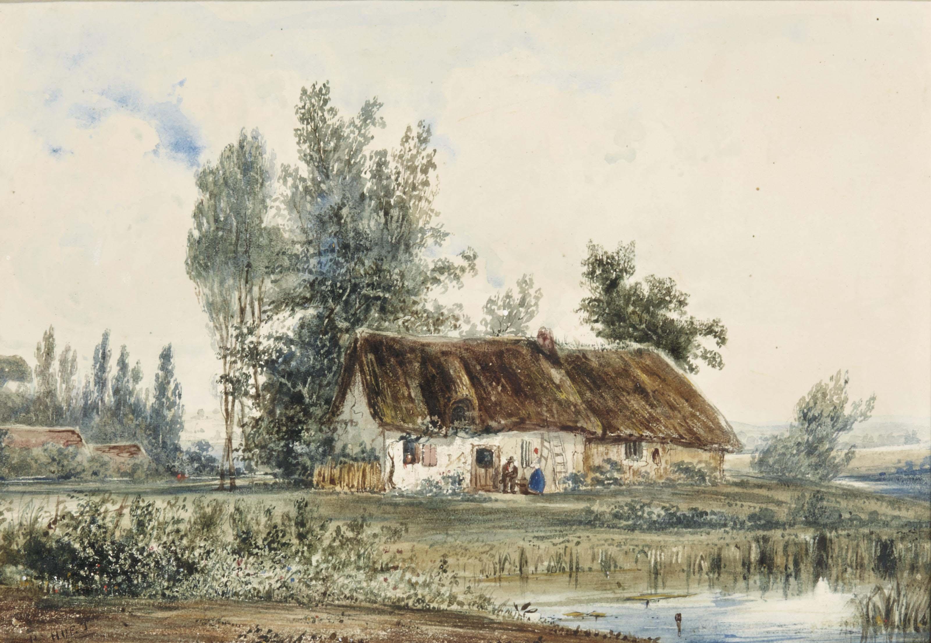 Paul Huet - Chaumière Au Bord D\'Un Étang