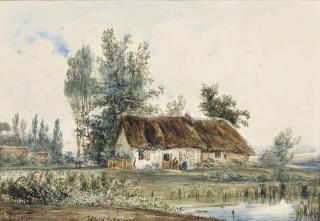 Paul Huet - Chaumière Au Bord D\'Un Étang