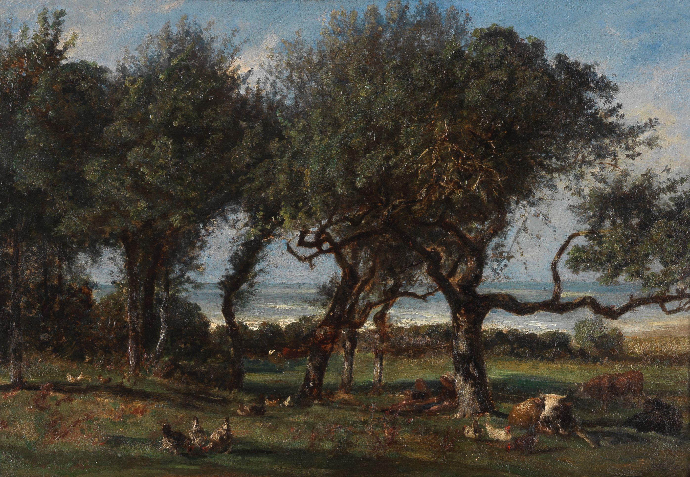 Paul Huet - \'Cour de ferme à Villers-sur-Mer\'