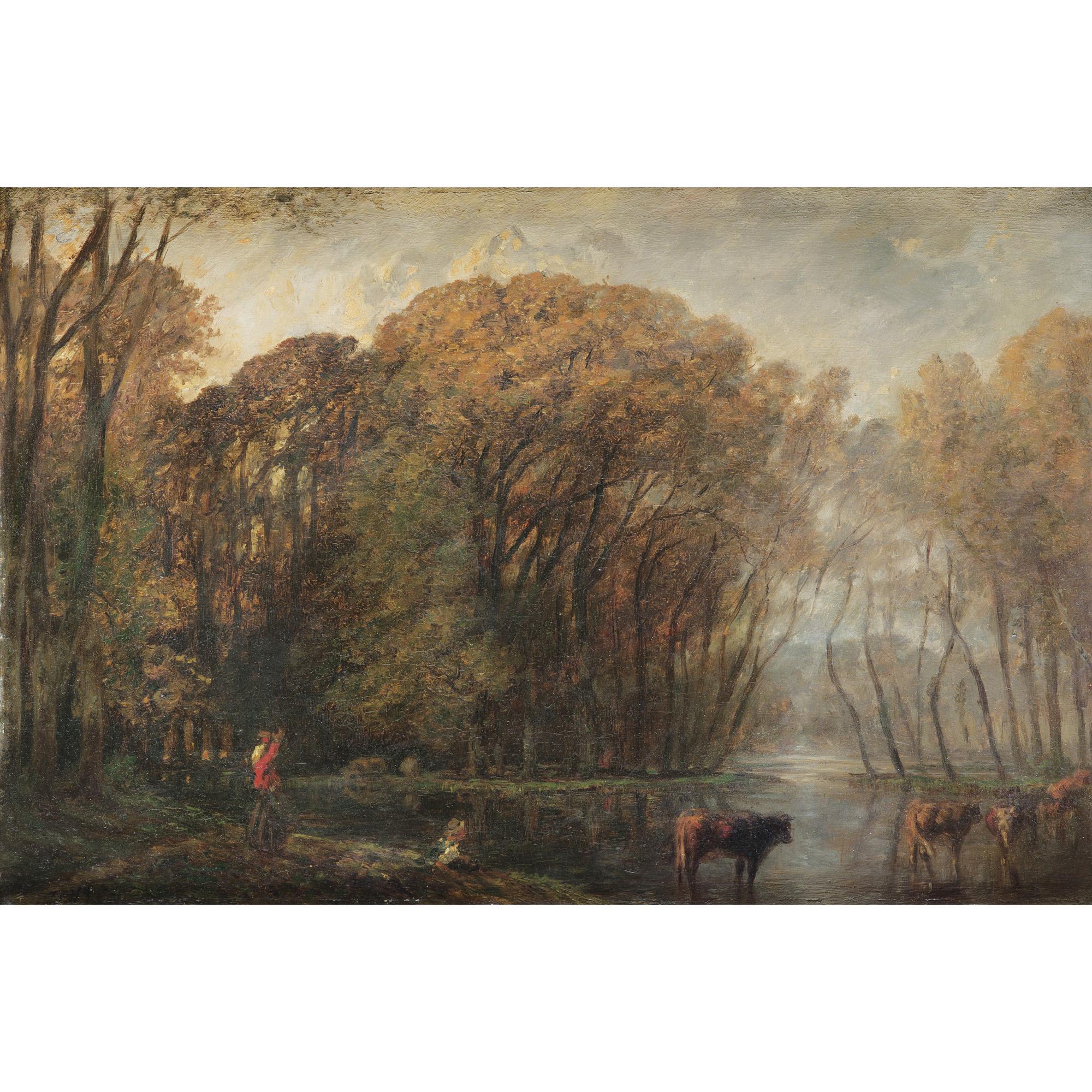 Paul Huet - La Laïta À Marée Haute, Bretagnepaul Huet ; The Laïta In High Tide, Brittany ; Signed Lower Left ; Oil On Panel