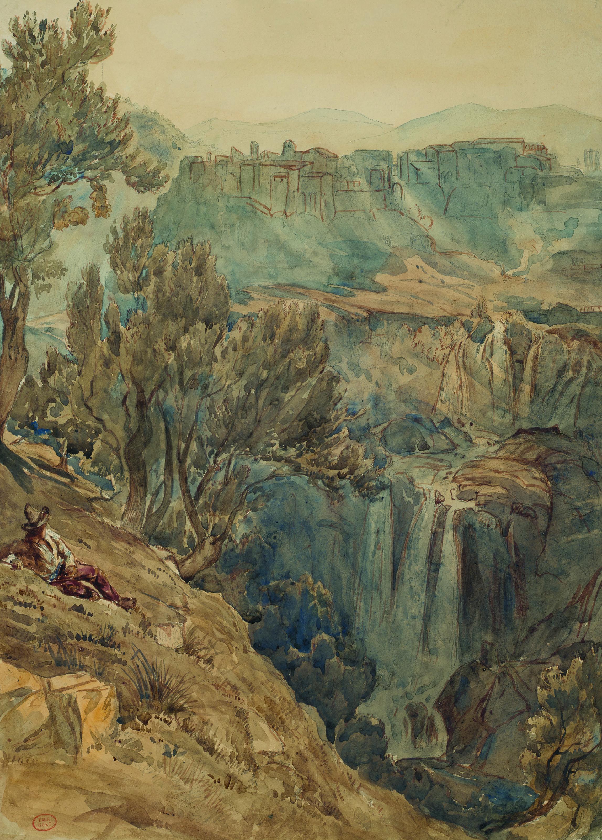 Paul Huet - Vue des cascatelles de Tivoli