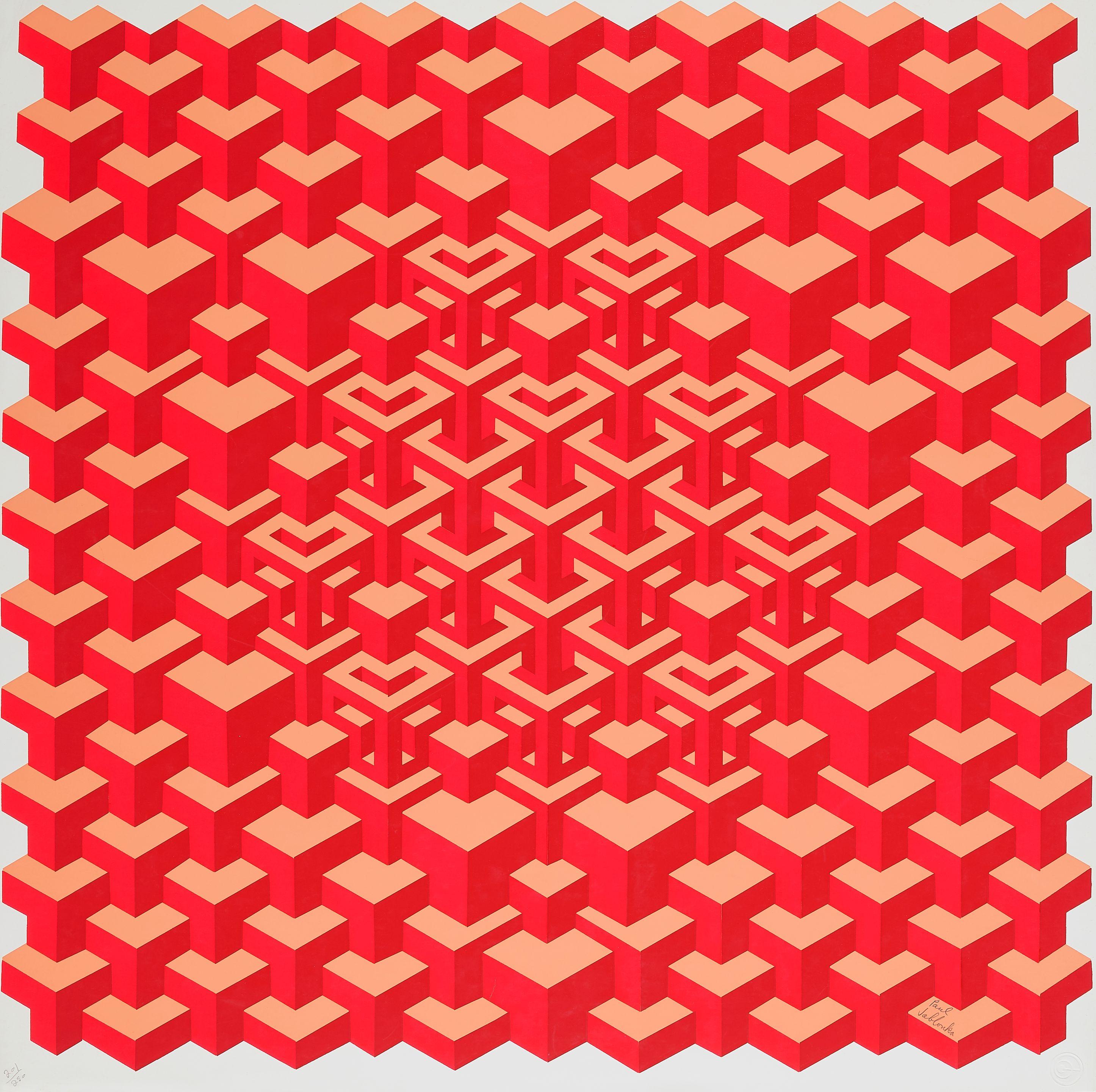 Paul Jablonka - Blocks in Green and Blue; Blocks in Red and Tan (2 works)