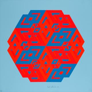 Paul Jablonka - Geometric in Red and Blue; Geometric in Red and Yellow; and Geometric in Yellow (3 works)