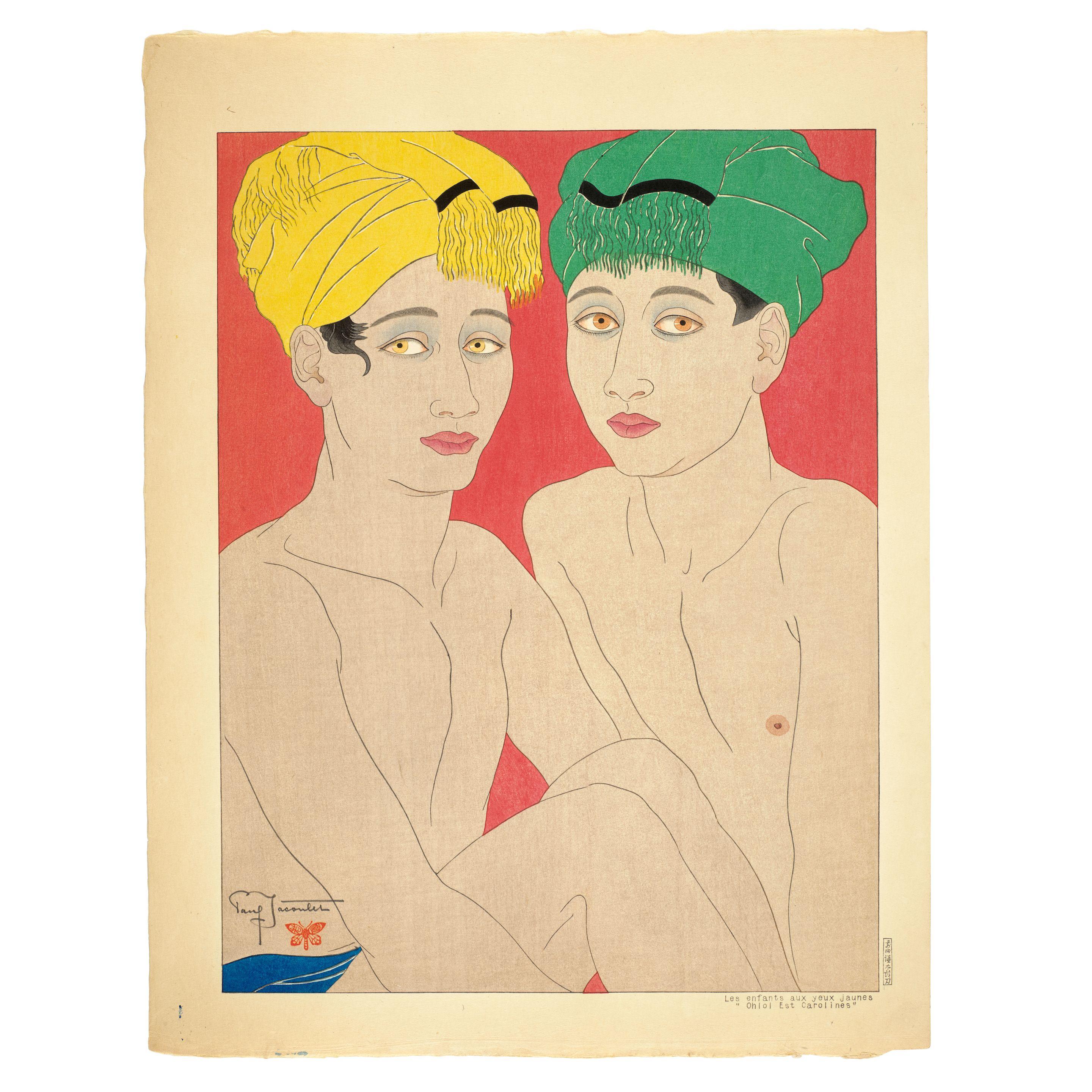 Paul Jacoulet - Four Oversized Woodblock Prints