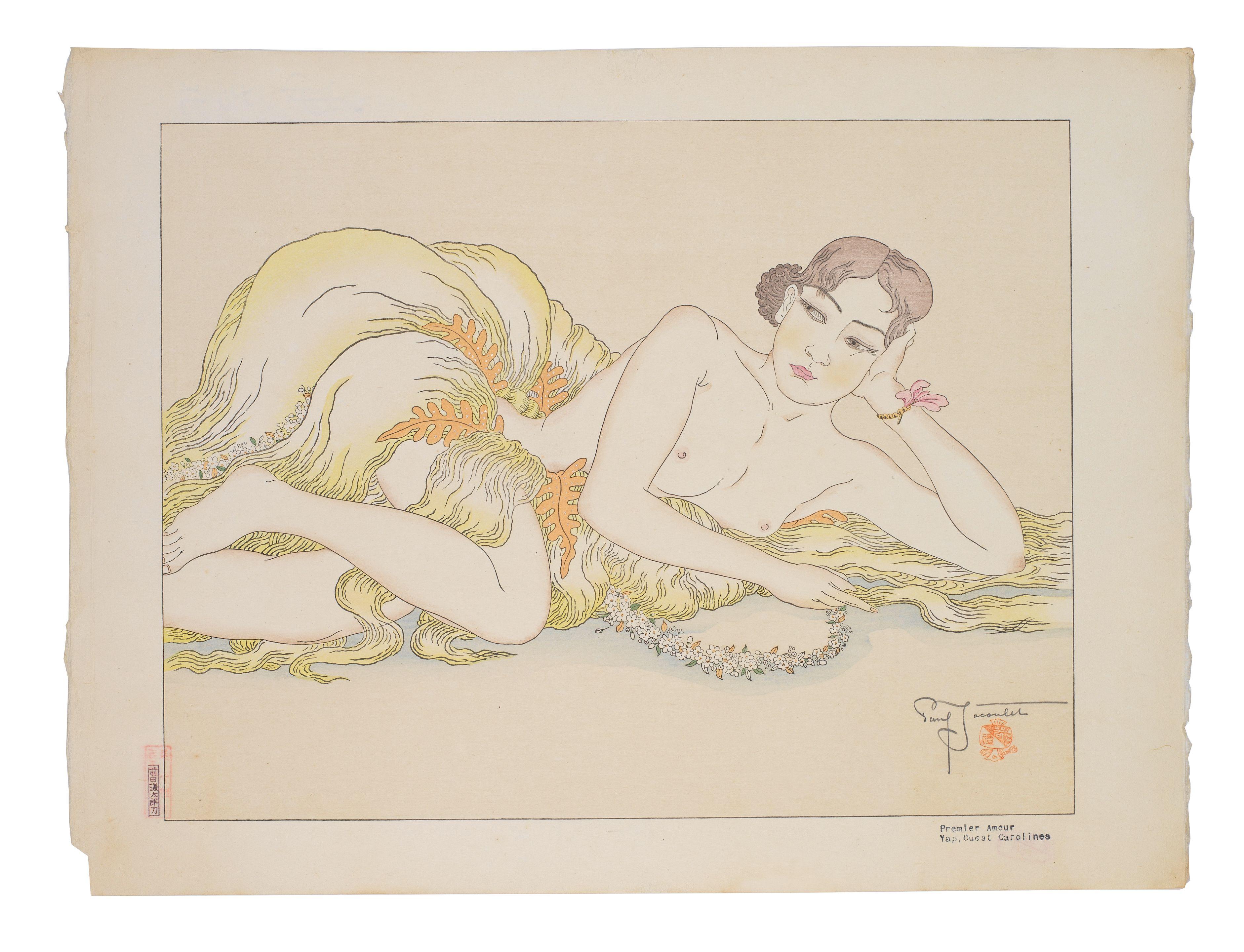 Paul Jacoulet - Kagami no mae (At the Mirror)