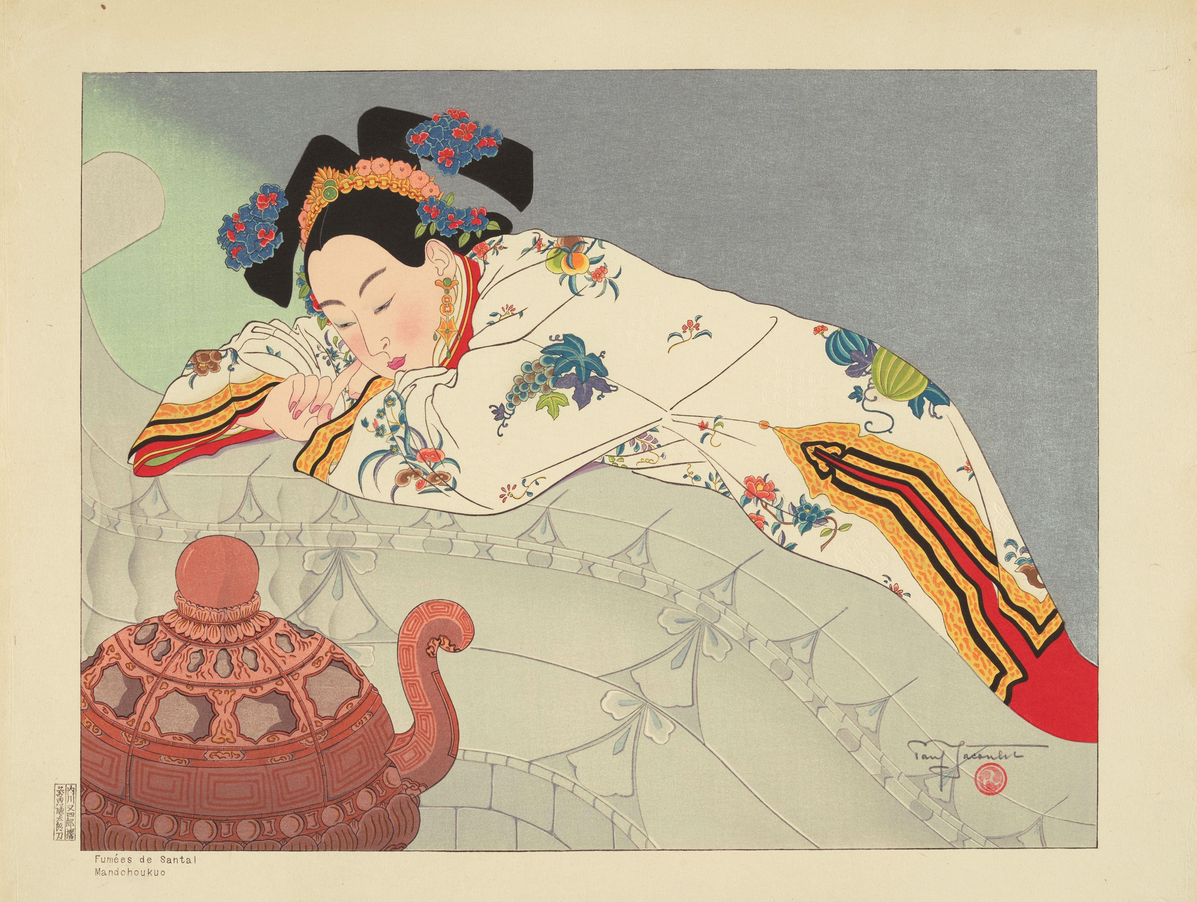 Paul Jacoulet - One large horizontal print and one large vertical print