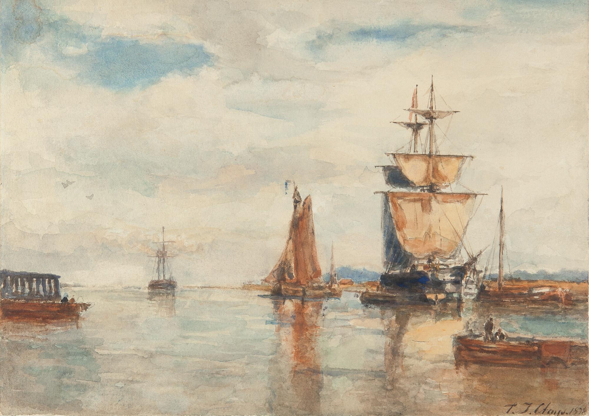 Paul Jean Clays - Segelboote im Hafen