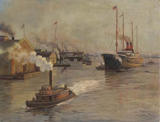 Paul Jobert - A view of New York Harbor