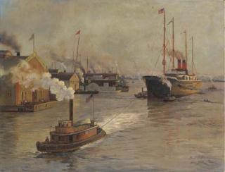 Paul Jobert - A view of New York Harbor