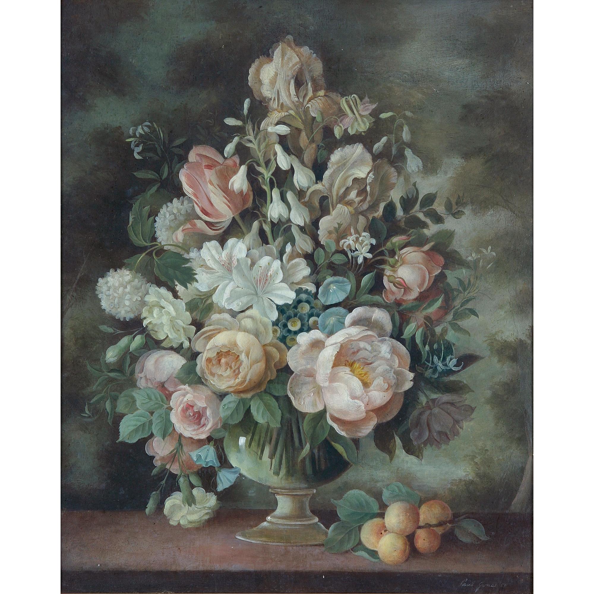 Paul Jones - Australian Still Life With Flowers And Apricots