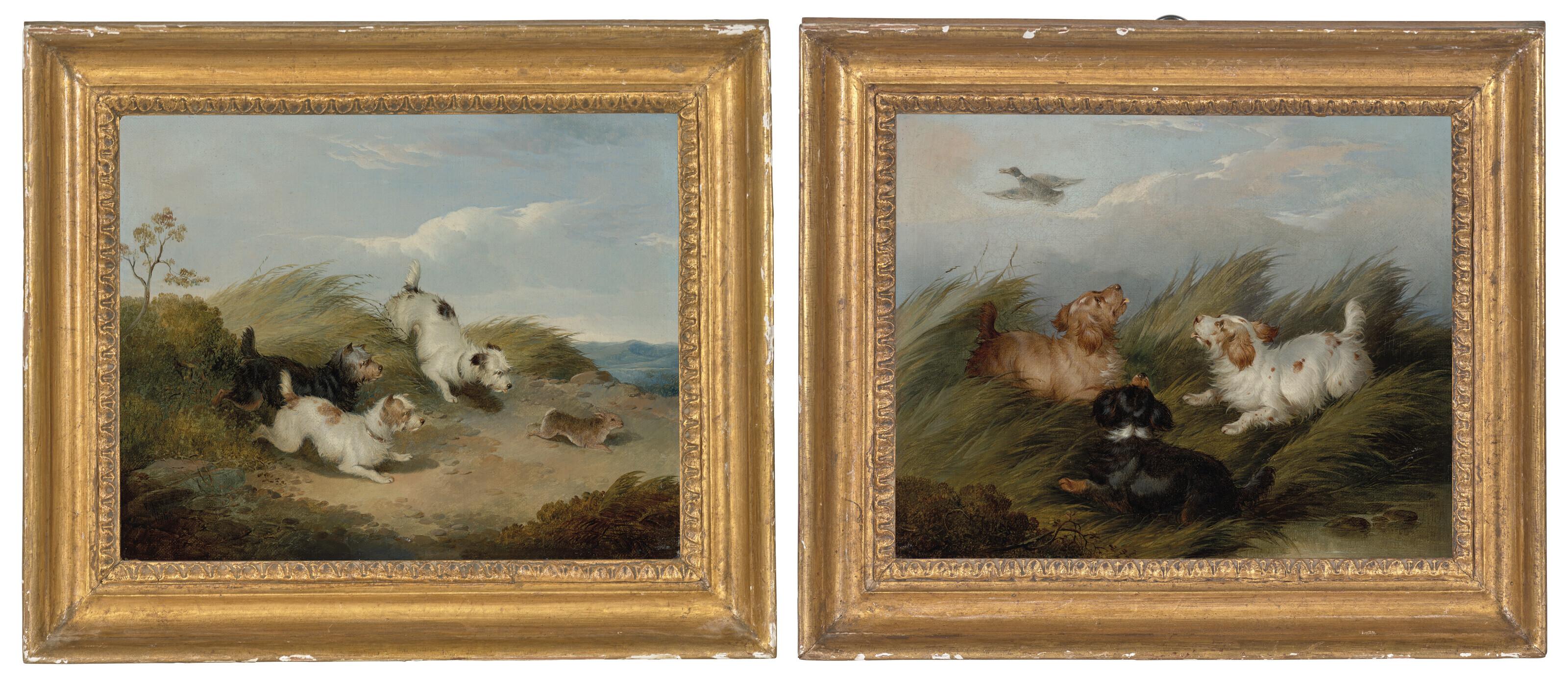 Paul Jones - Terriers chasing a rabbit; and Terriers flushing a mallard