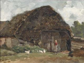 Paul Joseph Constantin Gabriel - A Farm-Shed Amongst Trees