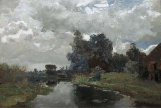 Paul Joseph Constantin Gabriel - A polder landscape - a study