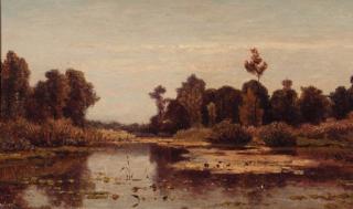 Paul Joseph Constantin Gabriël - A river in a wooded landscape