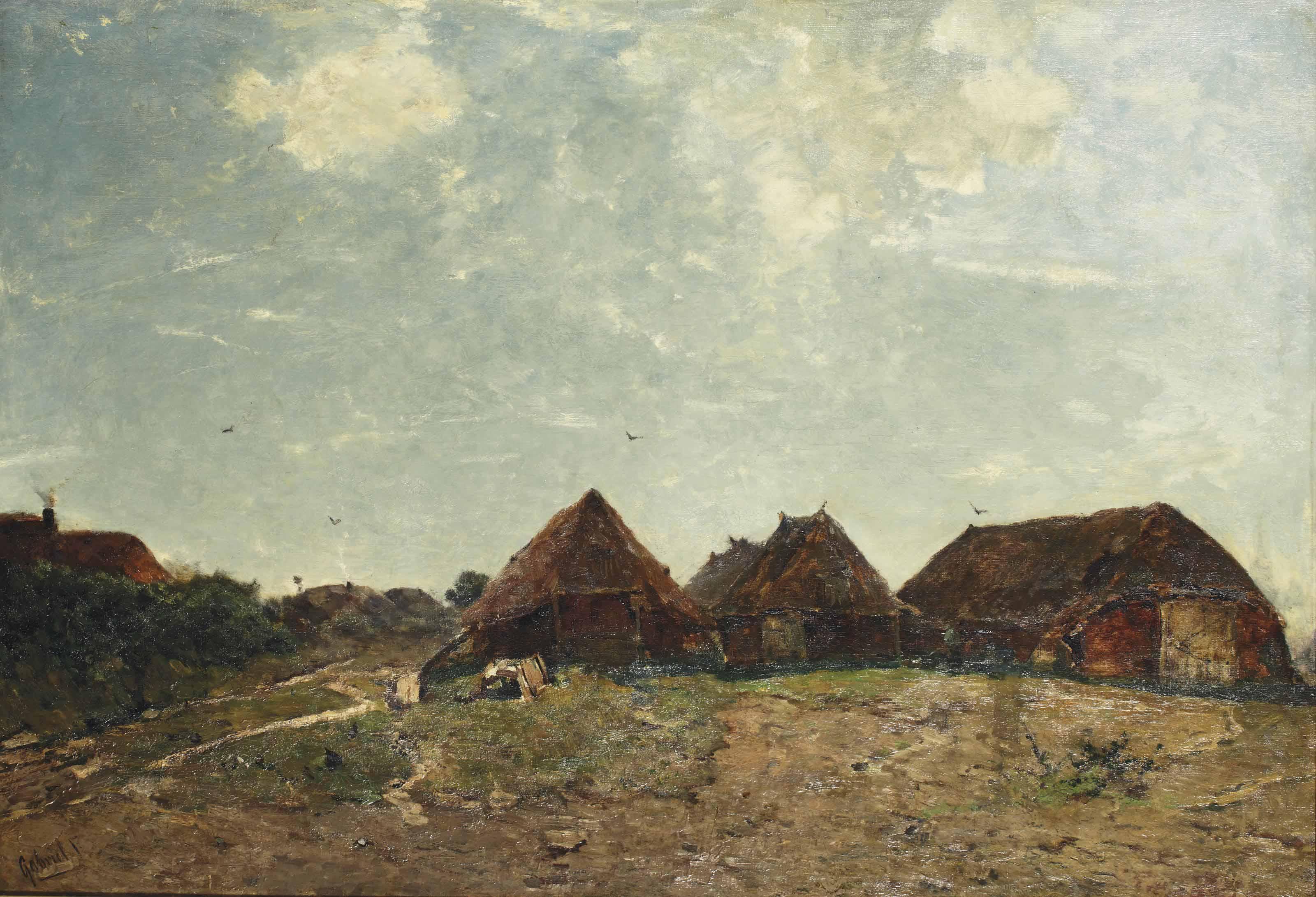 Paul Joseph Constantin Gabriël - Schaapskooyen; A Sunlit Landscape With Several Sheepfolds