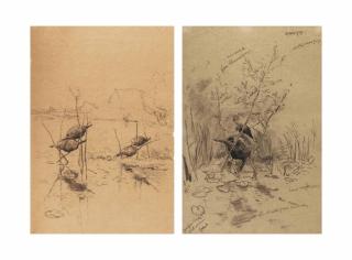 Paul Joseph Constantin Gabriël - Two Duck Decoys Amongst Reeds; And Four Duck Decoys