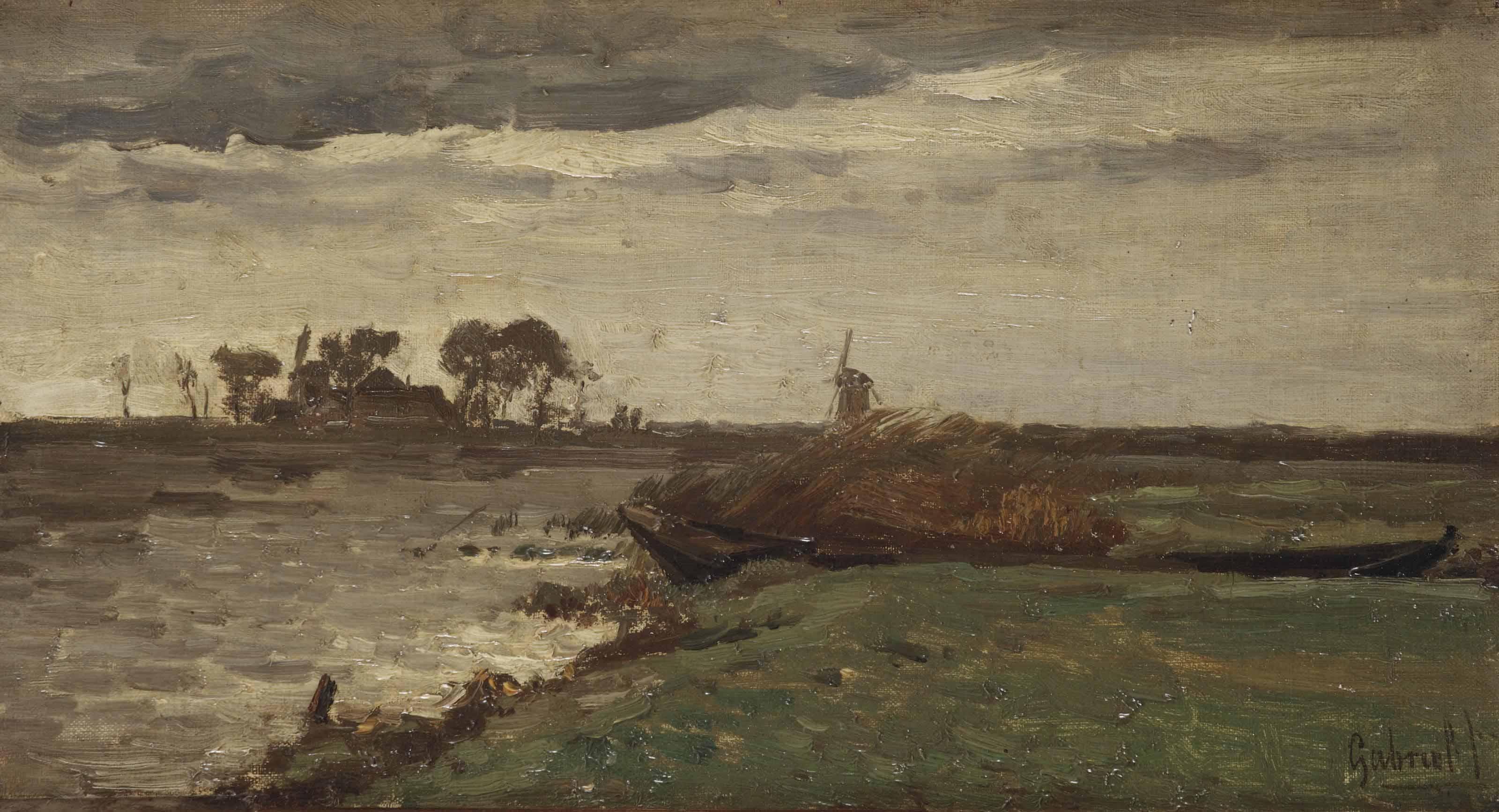 Paul Joseph Constantin Gabriël - Vue du lac d\'Acboude - Hollande