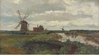 Paul Joseph Constantin Gabriel - Windmills in a polder landscape