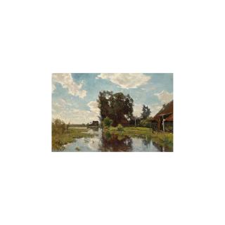 Paul Joseph Constantine Gabriel - A Polder Landscape With A Farmhouse On The Waterside