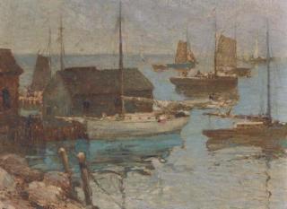 Paul King - Fishing Boats, Camden, Maine; Also An Etching