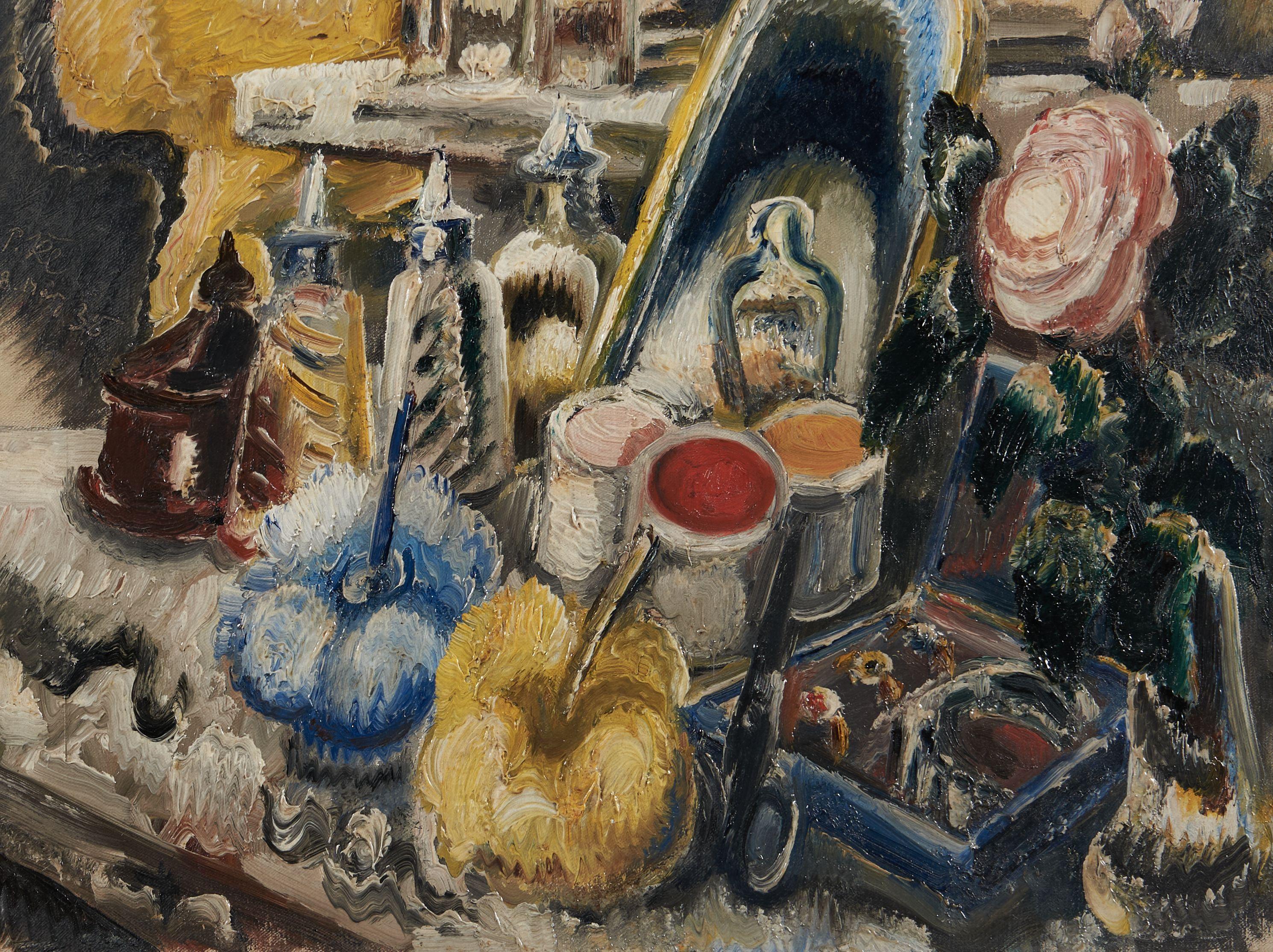 Paul Kleinschmidt - Dressing Table Still Life 17 1/2 x 23 in. (44.3 x 58.5 cm) framed 22 1/4 x 27 3/4 in.