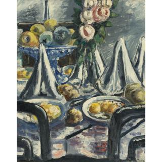 Paul Kleinschmidt - Gedeckter Tisch Mit Servietten Und Rosen (Table Set With Napkins And Roses)