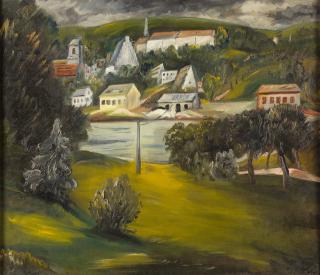 Paul Kleinschmidt - Liegender weiblicher Akt – Landschaft bei Wasserburg am Inn.