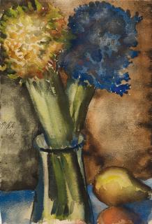 Paul Kleinschmidt - Stillleben mit Hyazinthen und einer Birne.