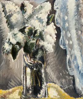 Paul Kleinschmidt - Weißer Flieder in einer Glasvase.