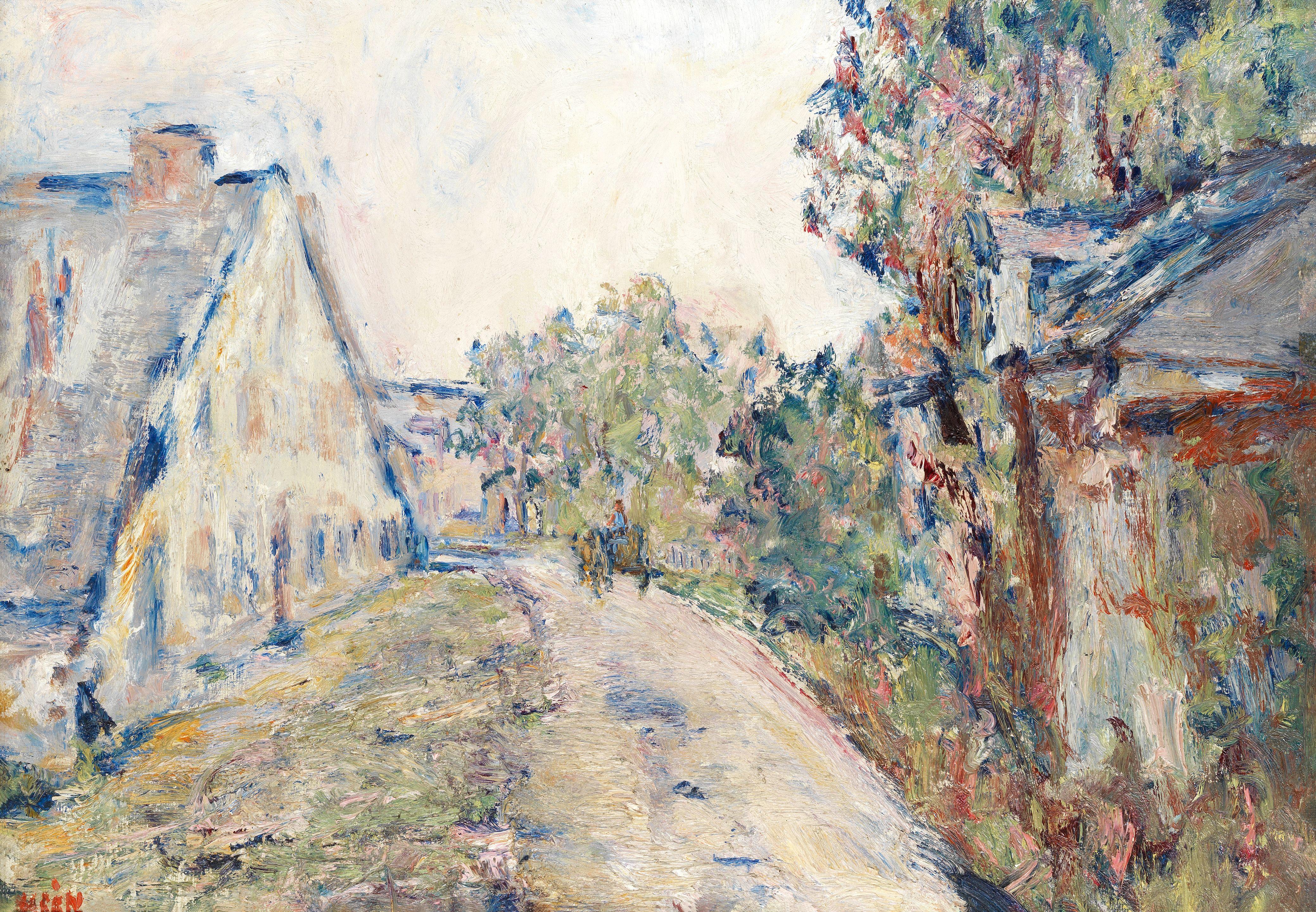 Paul Kron - Charrette Dans La Rue Du Village