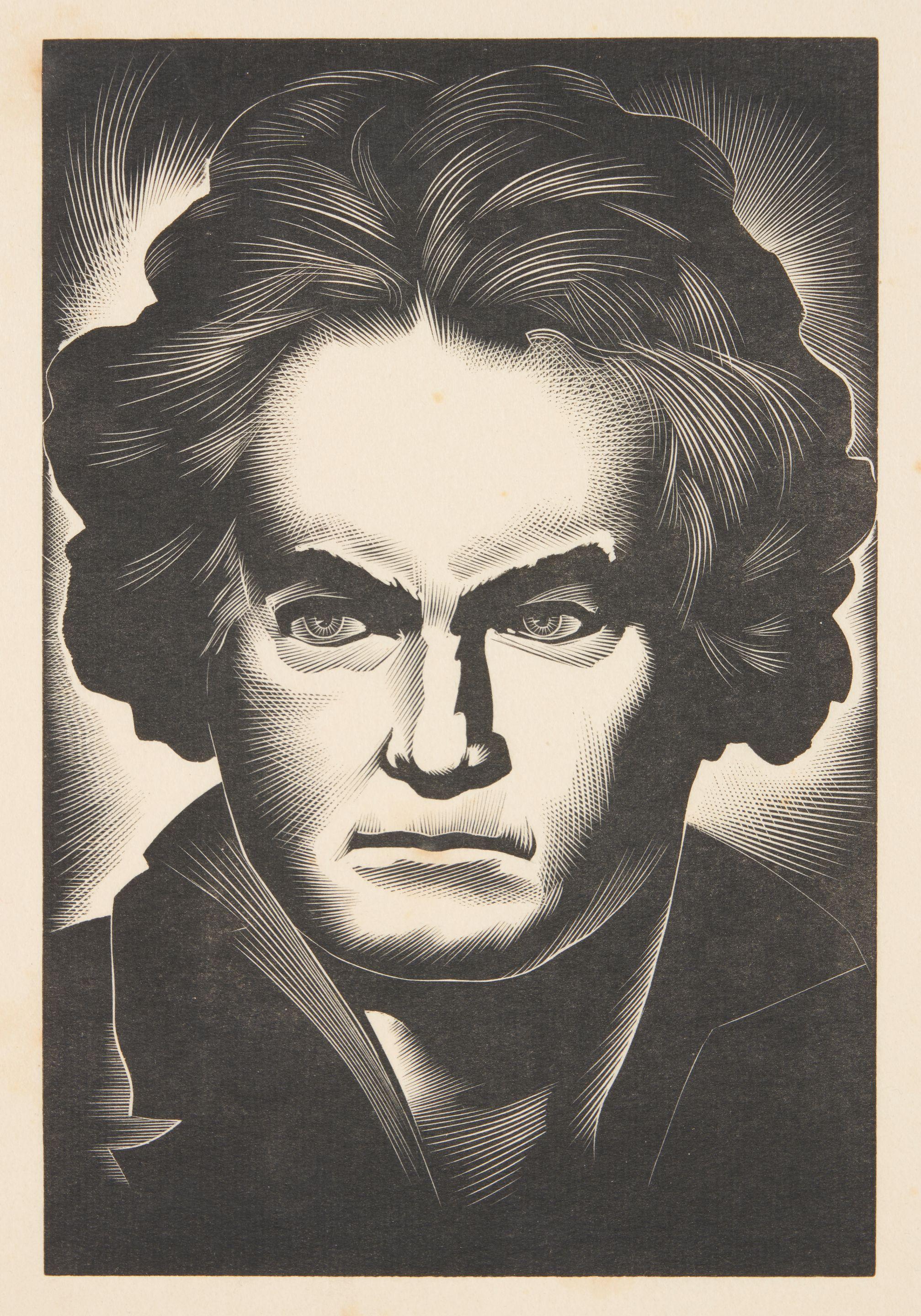 Paul Landacre - Portraits of Three Composers: Bach, Mozart, and Beethoven