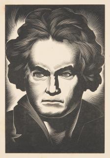 Paul Landacre - Portraits of Three Composers: Bach, Mozart, and Beethoven