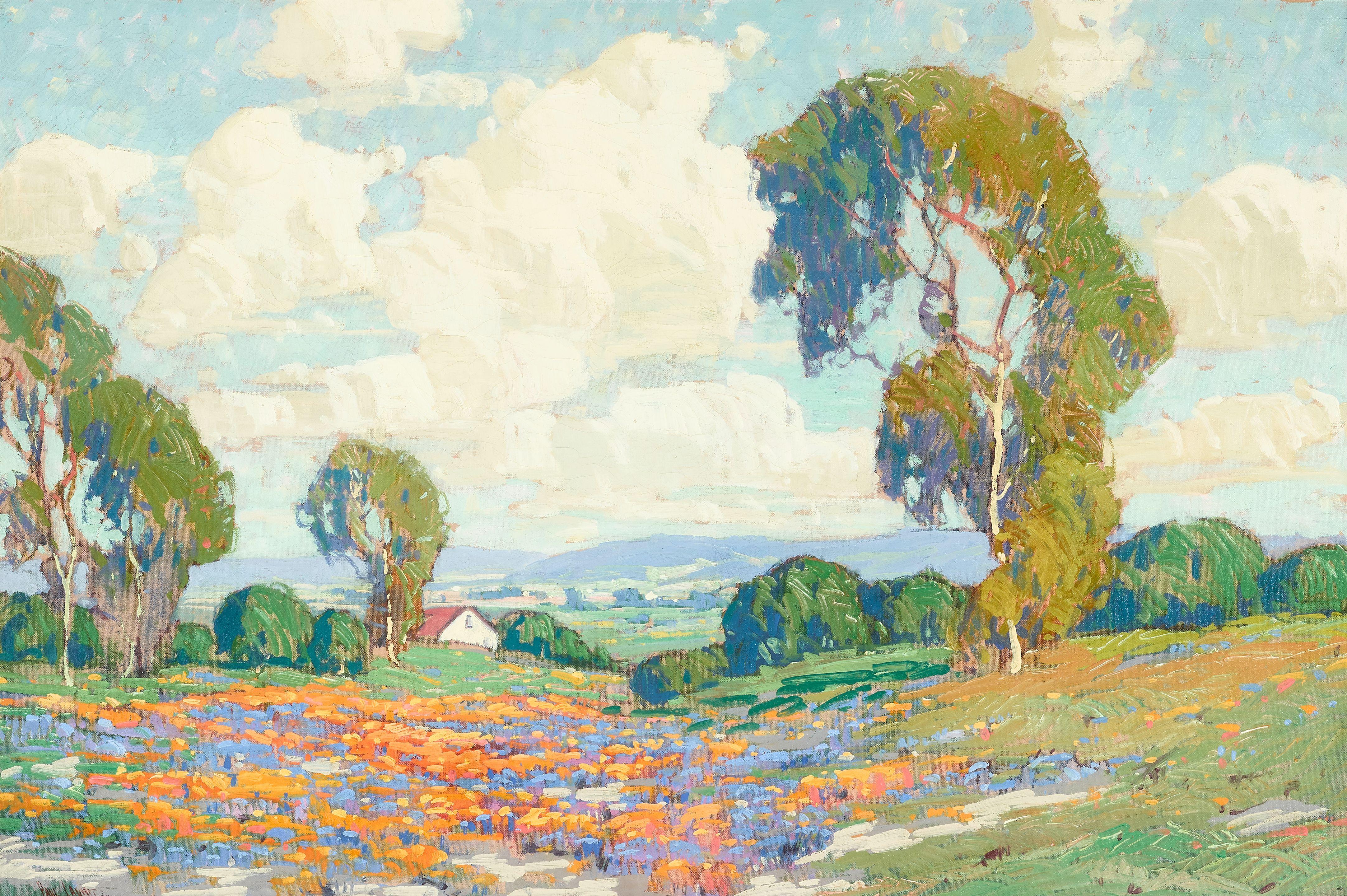 Paul Lauritz - California valley with poppies and lupine