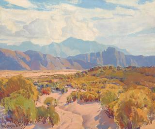 Paul Lauritz - Desert wash and distant mountains