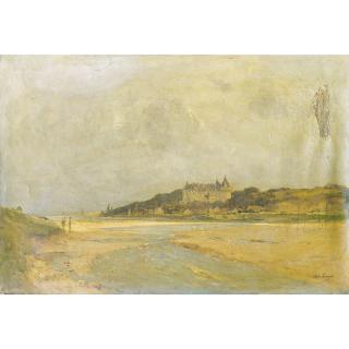 Paul Lecomte - Paysanne Sur Un Chemin; Château Dans L\'Embouchure D\'Un Fleuve; Bateau Sur Un Fleuve