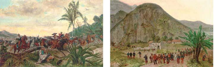 Paul-Leon Jazet - French Cavalry And Austrian Volunteers Skirmishing In Mexico; Mexican Prisoners At A French Outpost, Mexico