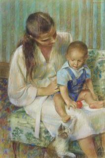Paul Lewis Clemens - Maternal Affection 36 1/4 x 24 1/4 in. framed 44 1/4 x 32 1/4 in.