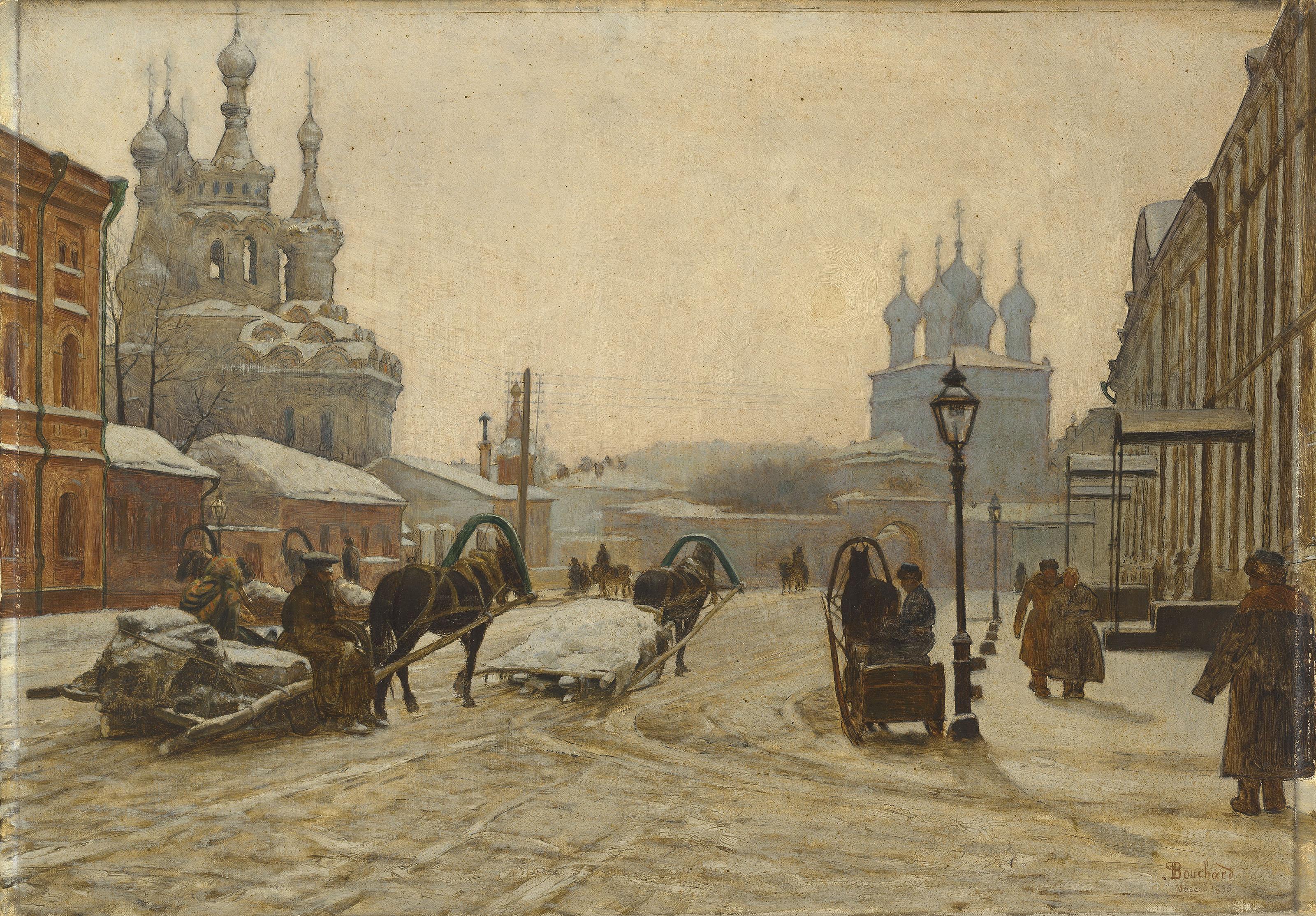 Paul Louis Bouchard - View of the Church of the Nativity of Theotokos at Putinki and Strasnoi Monastery, Moscow