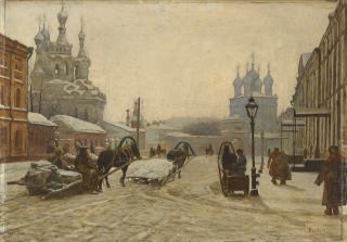 Paul Louis Bouchard - View of the Church of the Nativity of Theotokos at Putinki and Strasnoi Monastery, Moscow