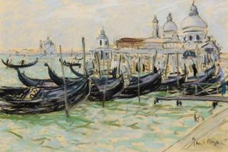 Paul Lucien Maze - Gondolas with Santa Maria della Salute beyond, Venice, Italy