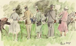 Paul Lucien Maze - In the enclosure; Jockeys