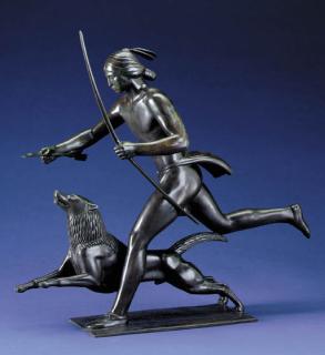 Paul Manship - \'Indian Hunter with His Dog,\' A Bronze Figural Group