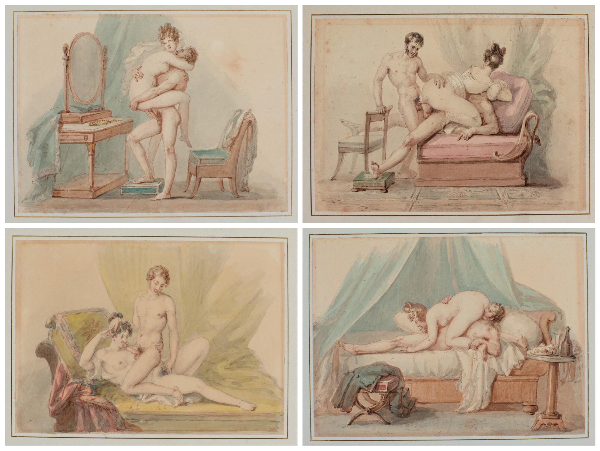 Paul-Marc-Joseph Chenavard - A) Amourous Reflections B) Ménage À Trois C) An Intimate Encounter D) An Amourous Entanglement