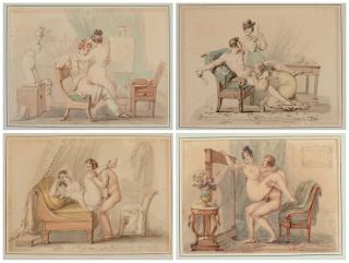 Paul-Marc-Joseph Chenavard - A) The Artist\'S Studio  B) Blowing Bubbles  C) Head Over Heels  D) Amourous Reflections