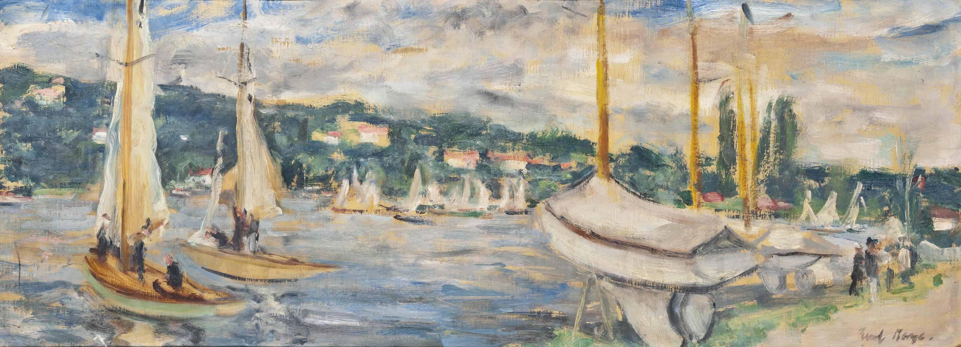 Paul Maze - Bateaux à voiles sur rivière