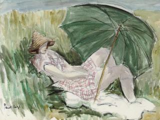 Paul Maze - Jessie sunbathing in the garden