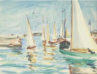 Paul Maze - Sailing boats in a harbour