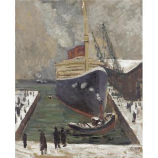 Paul Maze - Ss United States In New York Harbour