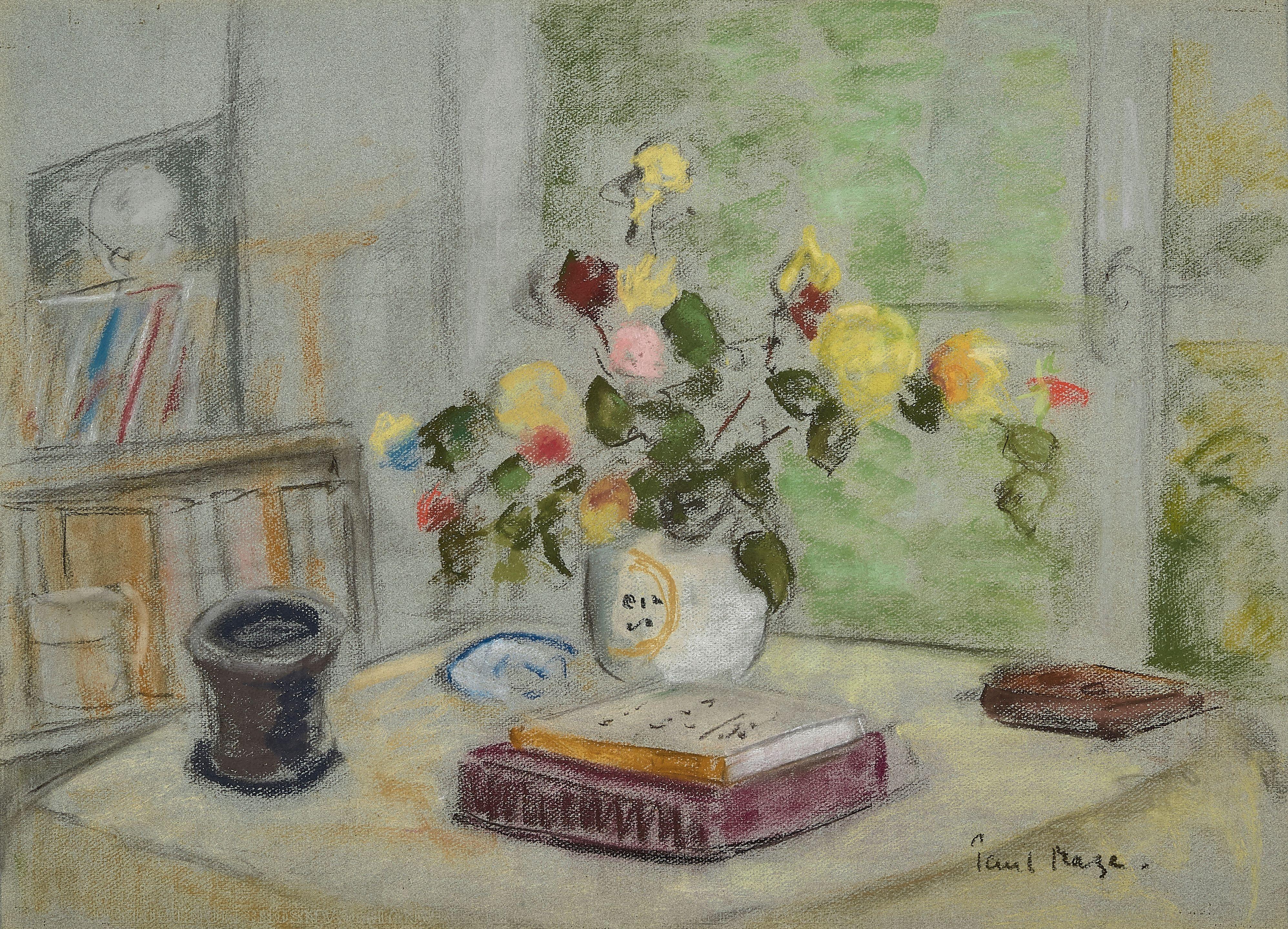 Paul Maze - Still Life with Flowers & Books