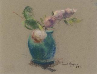 Paul Maze - Still life with pink roses in a blue vase; and Study of red roses